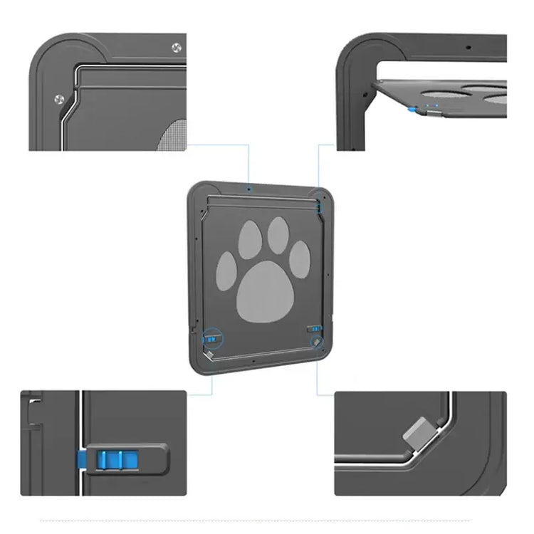 4-Way Lockable Pet Door for Dogs & Cat - 41cmX37CM / black - Pet doors