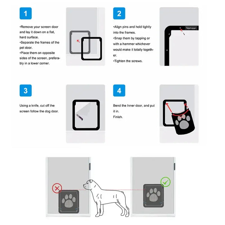 4-Way Lockable Pet Door for Dogs & Cat - 41cmX37CM / black - Pet doors