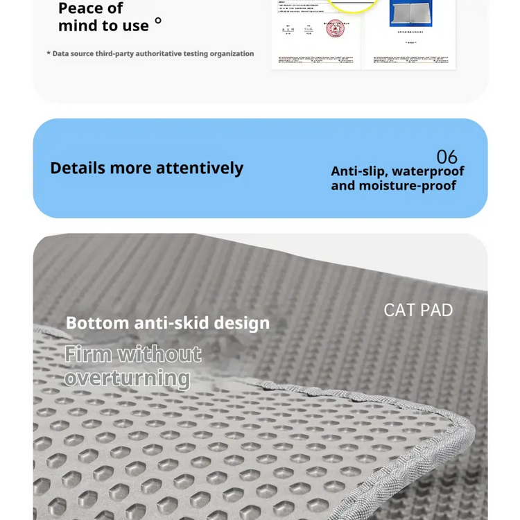 60x90cm Waterproof Double-Layer Cat Litter Mat – Non-Slip Washable Pet Toilet Mat - cat litter mat