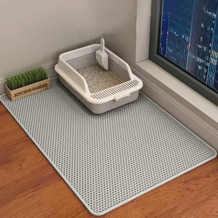 60x90cm Waterproof Double-Layer Cat Litter Mat – Non-Slip Washable Pet Toilet Mat - Grey / 60X90CM - cat litter mat