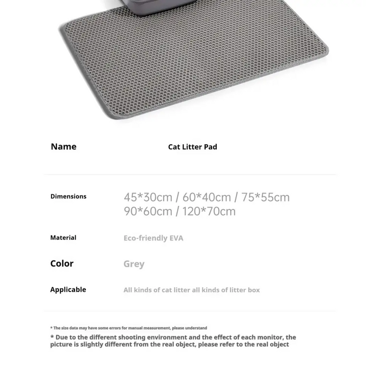 60x90cm Waterproof Double-Layer Cat Litter Mat – Non-Slip Washable Pet Toilet Mat - cat litter mat