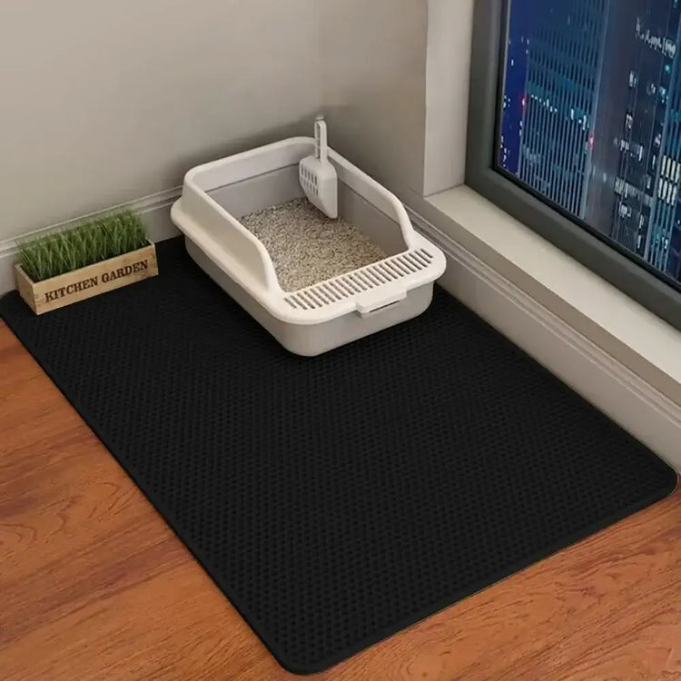 60x90cm Waterproof Double-Layer Cat Litter Mat – Non-Slip Washable Pet Toilet Mat - Black / 60X90CM - cat litter mat