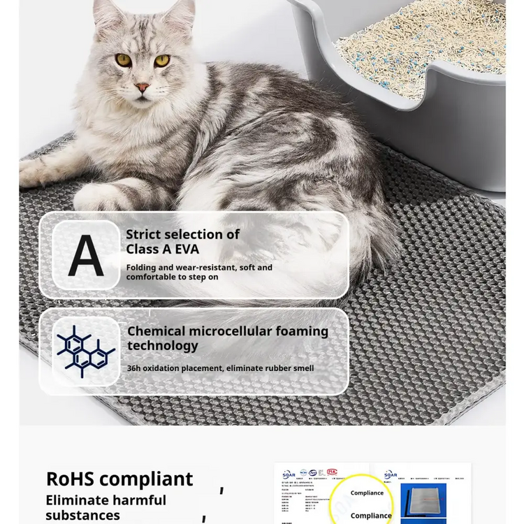 60x90cm Waterproof Double-Layer Cat Litter Mat – Non-Slip Washable Pet Toilet Mat - cat litter mat