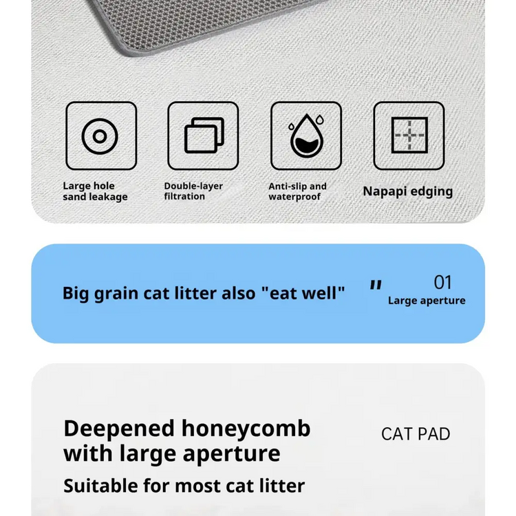 60x90cm Waterproof Double-Layer Cat Litter Mat – Non-Slip Washable Pet Toilet Mat - cat litter mat