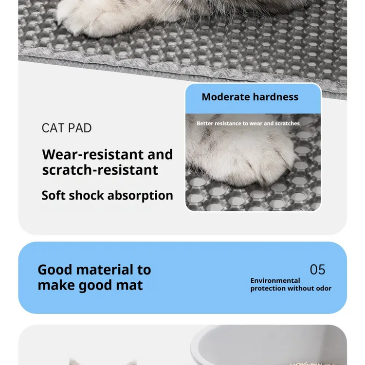 60x90cm Waterproof Double-Layer Cat Litter Mat – Non-Slip Washable Pet Toilet Mat - cat litter mat