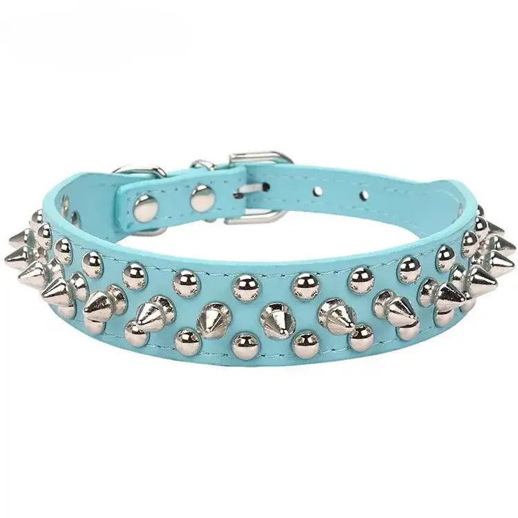 Adjustable Leather Pet Dog collar Neck Strap Supplies PU Leather Punk Rivet Spiked Dog Collar Pet Collars For Small Dog