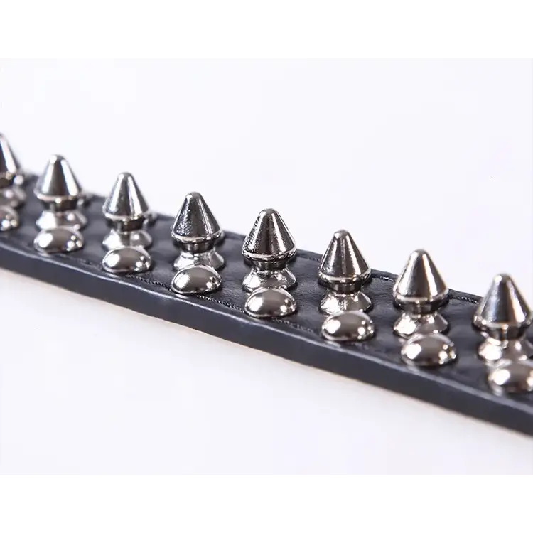 Adjustable Leather Pet Dog collar Neck Strap Supplies PU Leather Punk Rivet Spiked Dog Collar Pet Collars For Small Dog