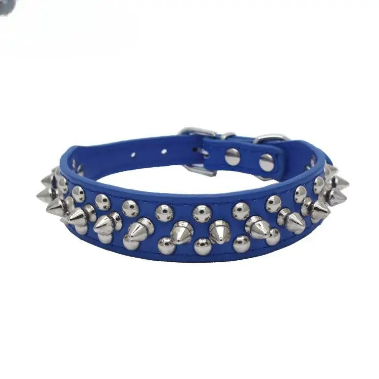 Adjustable Leather Pet Dog collar Neck Strap Supplies PU Leather Punk Rivet Spiked Dog Collar Pet Collars For Small Dog