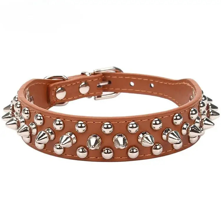 Adjustable Leather Pet Dog collar Neck Strap Supplies PU Leather Punk Rivet Spiked Dog Collar Pet Collars For Small Dog