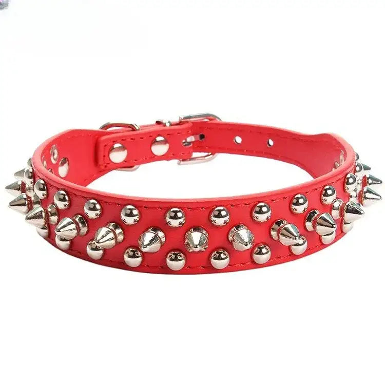 Adjustable Leather Pet Dog collar Neck Strap Supplies PU Leather Punk Rivet Spiked Dog Collar Pet Collars For Small Dog