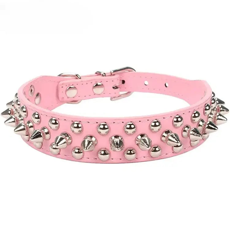 Adjustable Leather Pet Dog collar Neck Strap Supplies PU Leather Punk Rivet Spiked Dog Collar Pet Collars For Small Dog
