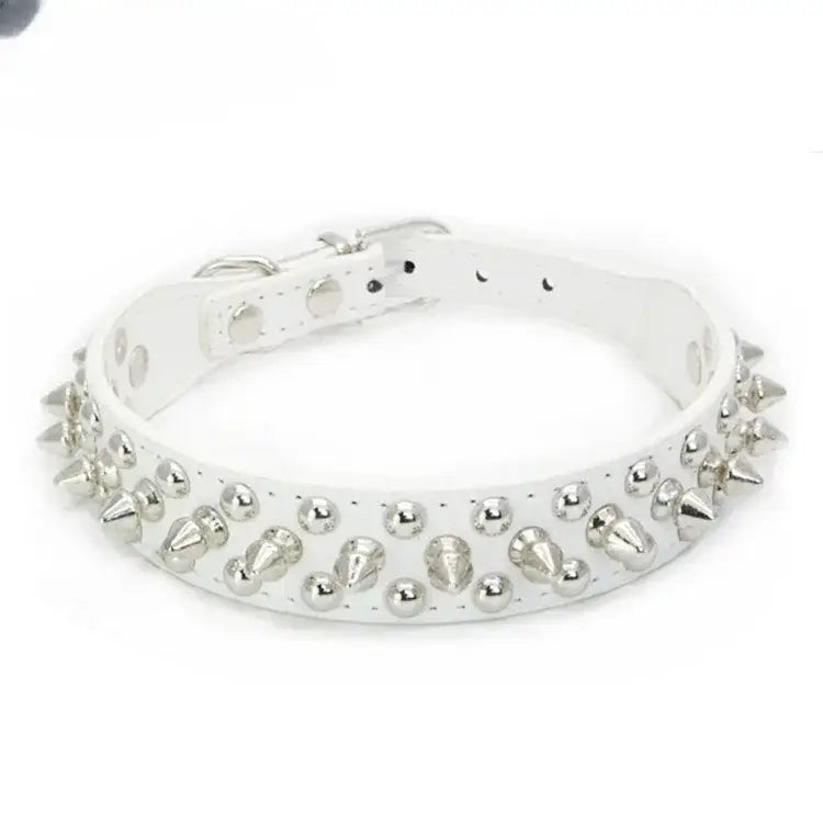 Adjustable Leather Pet Dog collar Neck Strap Supplies PU Leather Punk Rivet Spiked Dog Collar Pet Collars For Small Dog