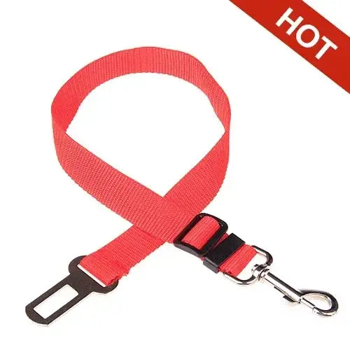 Adjustable Pet Car Seat Belt Clip - Red - dog seat belt