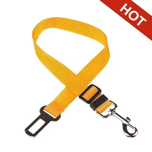 Adjustable Pet Car Seat Belt Clip - Yellow - dog seat belt