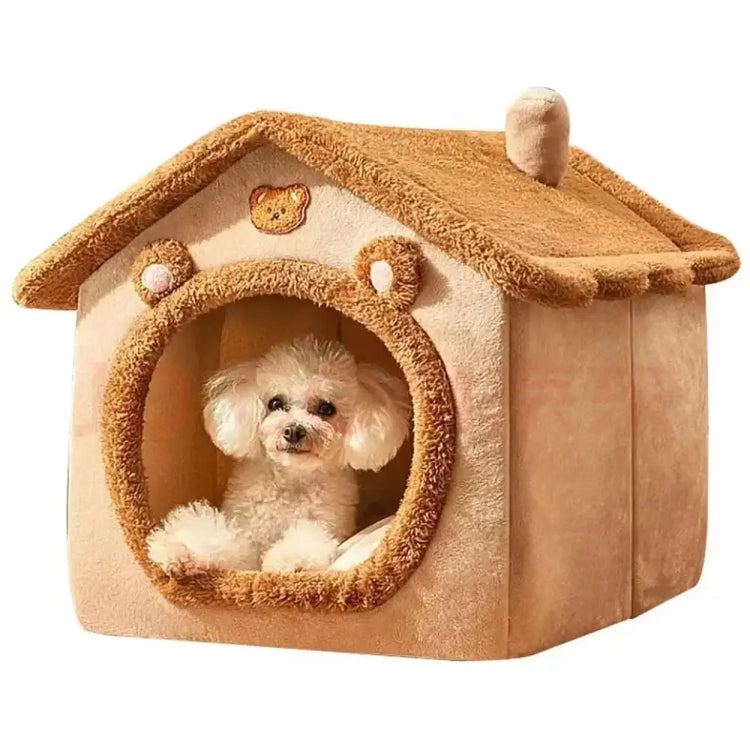All-Season Indoor Pet Bed with Removable Cushion - brown / S - cat bed