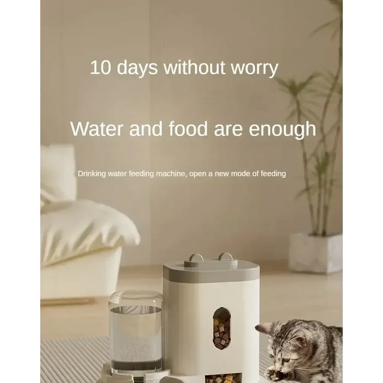 Automatic Pet Feeder & Water Fountain Set - pet feeder