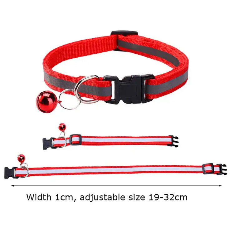 Cat and Dog Universal Reflective Collar Neck Ring Necklace Bell Pet Products Safety Elastic Adjustable Pet Reflective