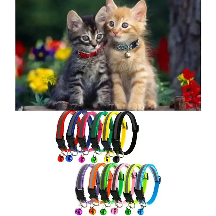Cat and Dog Universal Reflective Collar Neck Ring Necklace Bell Pet Products Safety Elastic Adjustable Pet Reflective