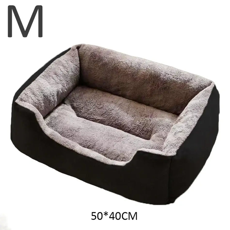 Cat & Dog Bed – Soft Cushion Pet House & Sleeping Basket - Black-M - PET BED