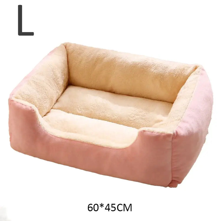 Cat & Dog Bed – Soft Cushion Pet House & Sleeping Basket - Pink-L - PET BED