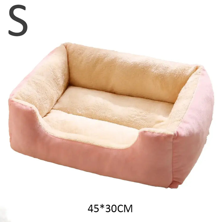 Cat & Dog Bed – Soft Cushion Pet House & Sleeping Basket - Pink-S - PET BED