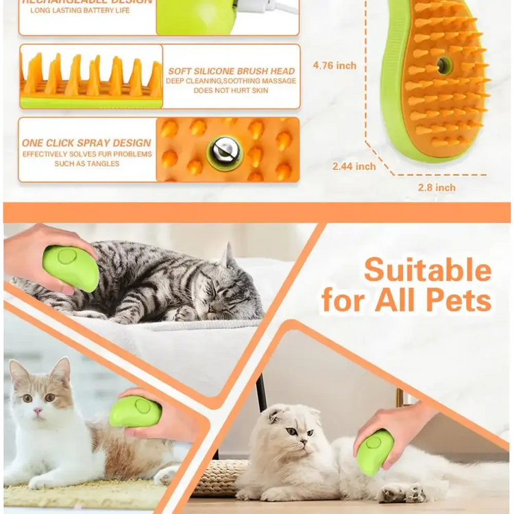 Cat & Dog Steamy Brush – 3-in-1 Electric Spray - CAT GROOMING BRUSH