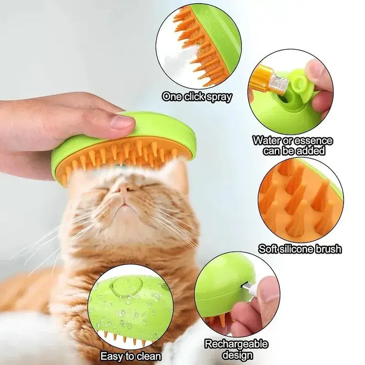 Cat & Dog Steamy Brush – 3-in-1 Electric Spray - CAT GROOMING BRUSH