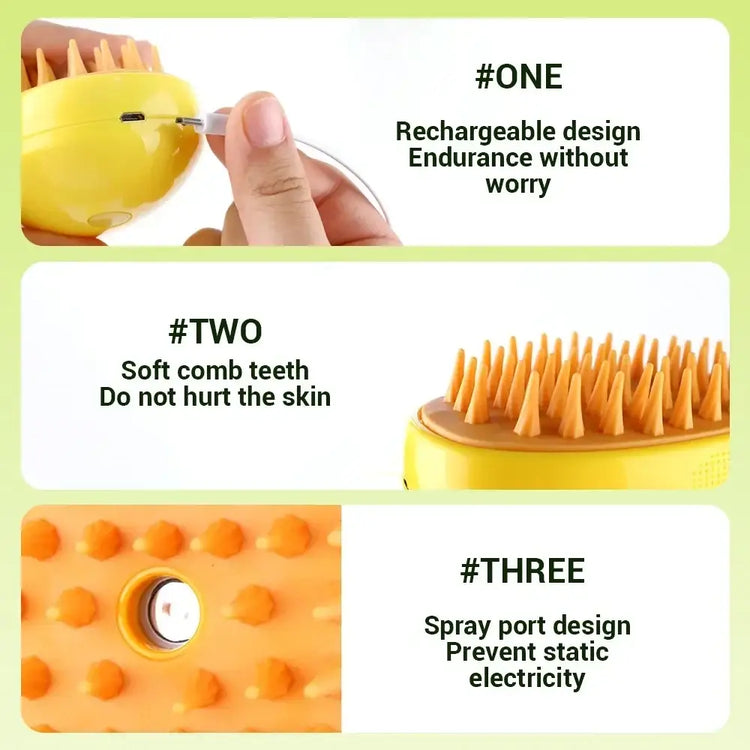 Cat & Dog Steamy Brush – 3-in-1 Electric Spray - CAT GROOMING BRUSH
