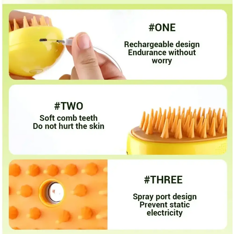 Cat & Dog Steamy Brush – 3-in-1 Electric Spray - CAT GROOMING BRUSH