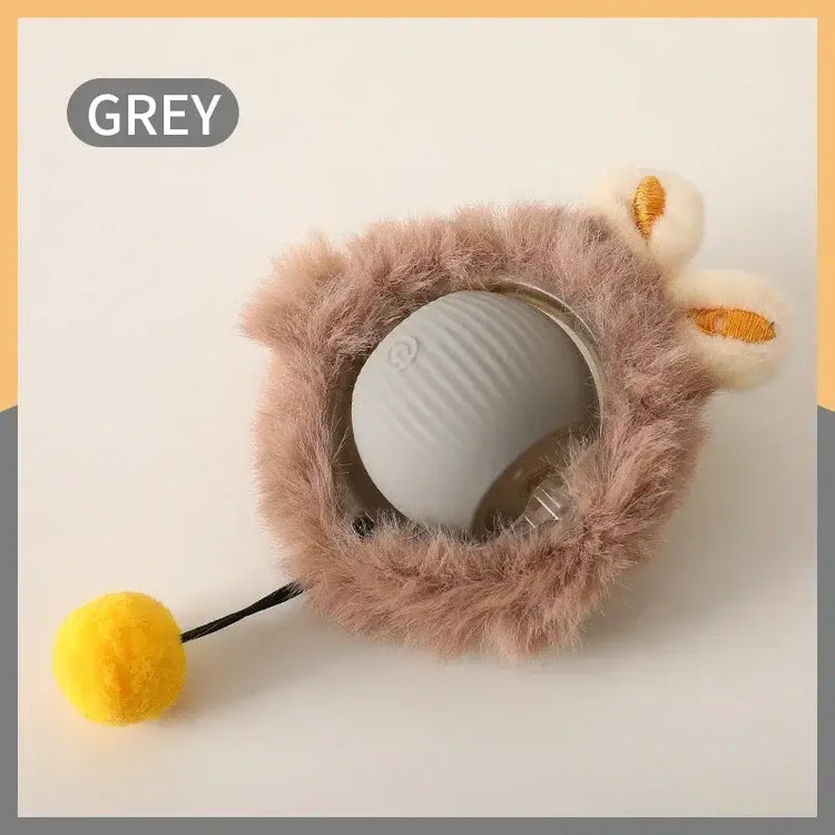 Cat Interactive Rolling Ball Toy – Smart Rechargeable Electric Mouse Imitation for Pet Play & Training - Plush-Gray B