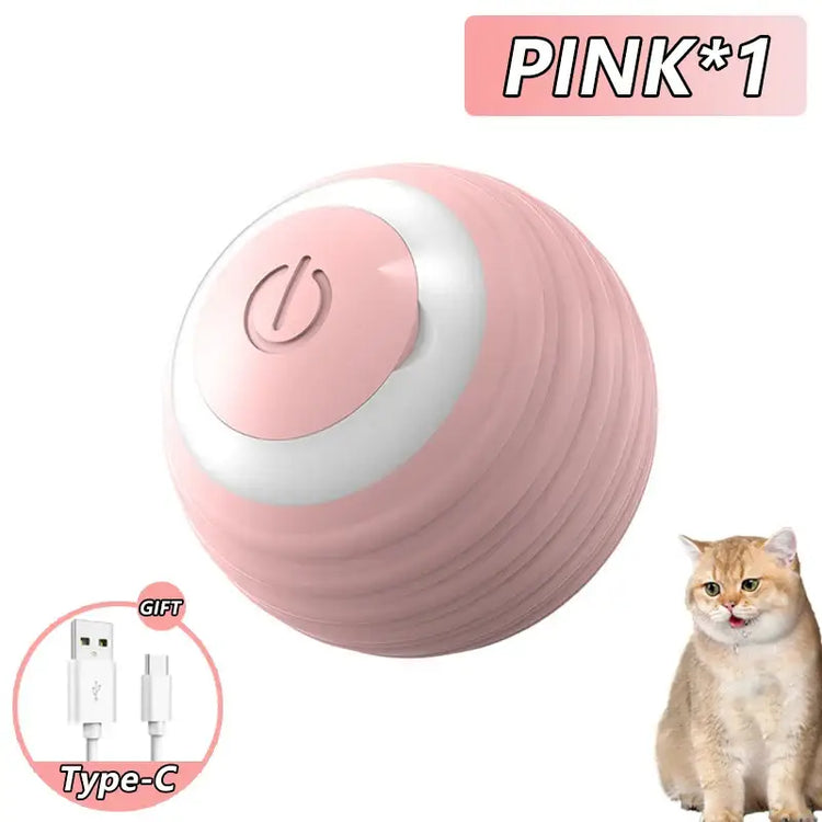 Cat Interactive Rolling Ball Toy – Smart Rechargeable Electric Mouse Imitation for Pet Play & Training - Pink - cat toys
