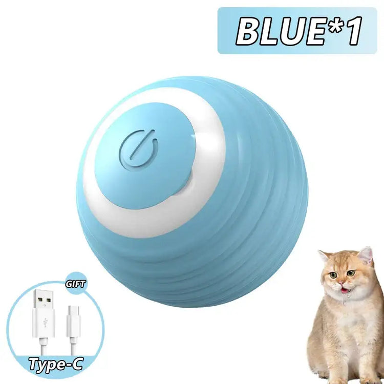 Cat Interactive Rolling Ball Toy – Smart Rechargeable Electric Mouse Imitation for Pet Play & Training - Blue - cat toys