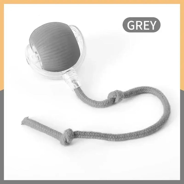 Cat Interactive Rolling Ball Toy – Smart Rechargeable Electric Mouse Imitation for Pet Play & Training - Rope-Gray