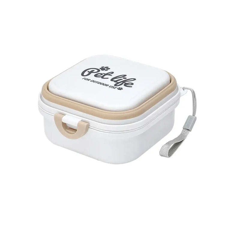 Collapsible Double Pet Travel Bowls – Portable & Durable - White - pet water bowl