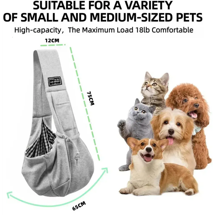Cotton Pet Sling Bag – Crossbody Dog & Cat Carrier - Gray - pet carrier