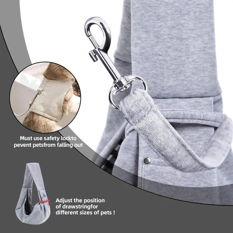 Cotton Pet Sling Bag – Crossbody Dog & Cat Carrier - Gray - pet carrier