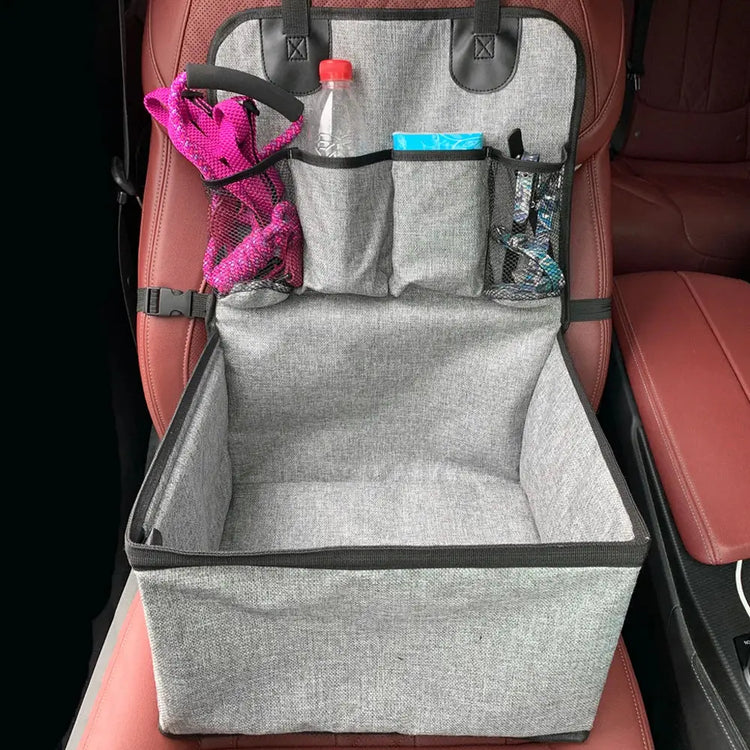 Dog Car Booster Seat with Storage Pockets - GRAY - puppy car booster
