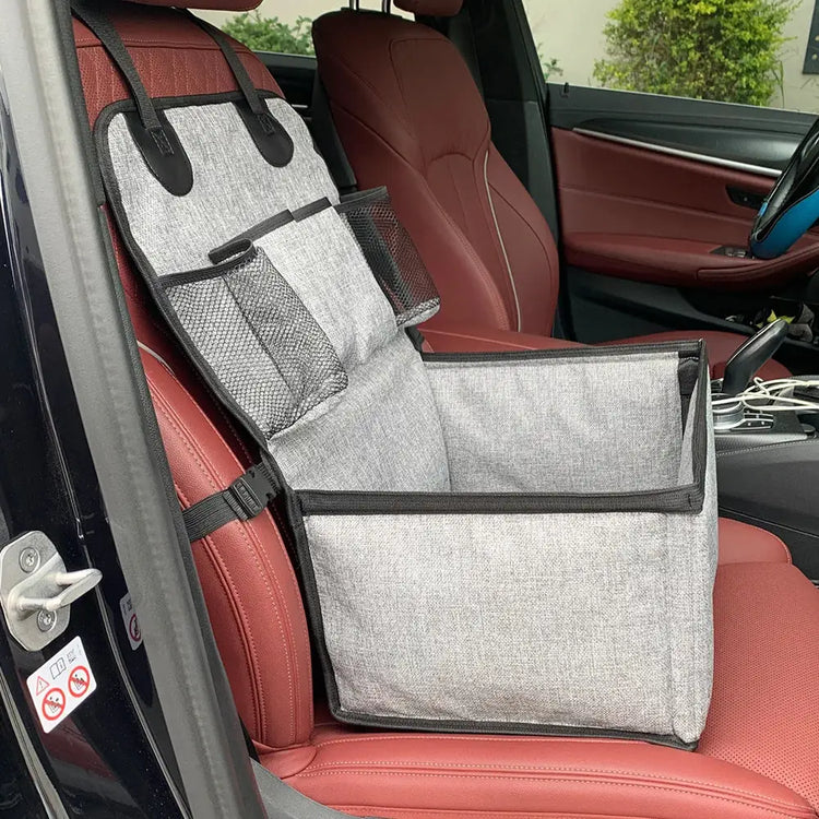 Dog Car Booster Seat with Storage Pockets - GRAY - puppy car booster