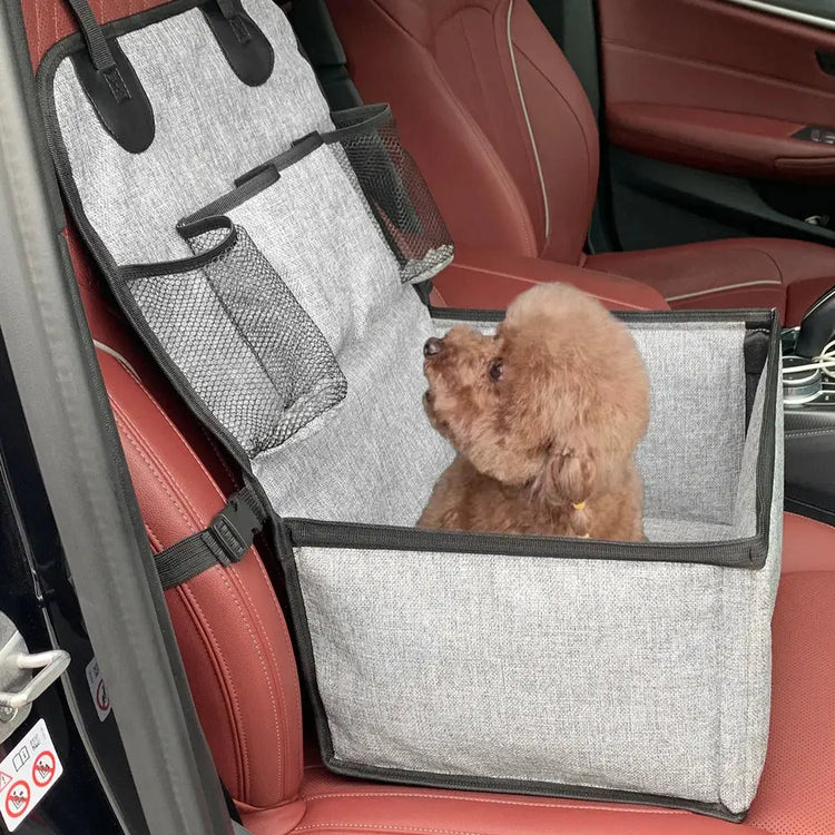 Dog Car Booster Seat with Storage Pockets - GRAY - puppy car booster