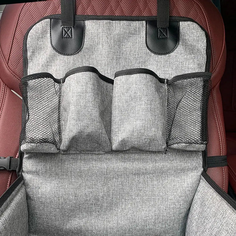 Dog Car Booster Seat with Storage Pockets - GRAY - puppy car booster