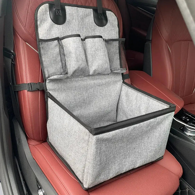 Dog Car Booster Seat with Storage Pockets - GRAY - puppy car booster