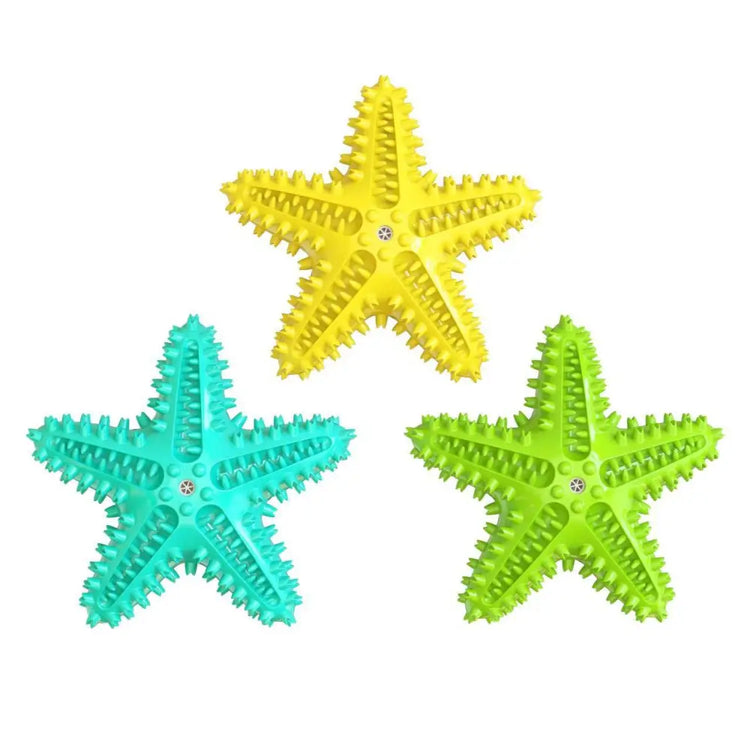 Dog Chew Toys Natural Rubber Starfish-Shaped Dog Toys Interactive Treats Squeaky Dog Toothbrush Cleaner Teething Toys