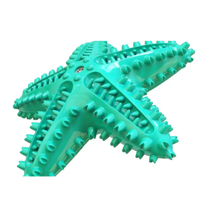 Dog Chew Toys Natural Rubber Starfish-Shaped Dog Toys Interactive Treats Squeaky Dog Toothbrush Cleaner Teething Toys