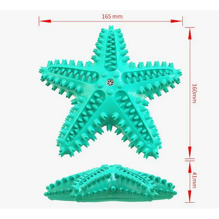 Dog Chew Toys Natural Rubber Starfish-Shaped Dog Toys Interactive Treats Squeaky Dog Toothbrush Cleaner Teething Toys