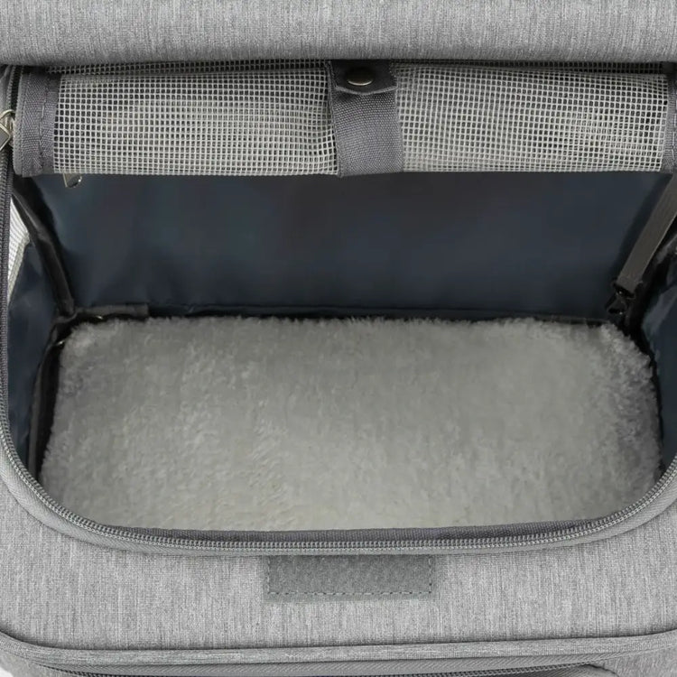Double-Compartment Rolling Pet Carrier - GRAY / United States - cat carrier