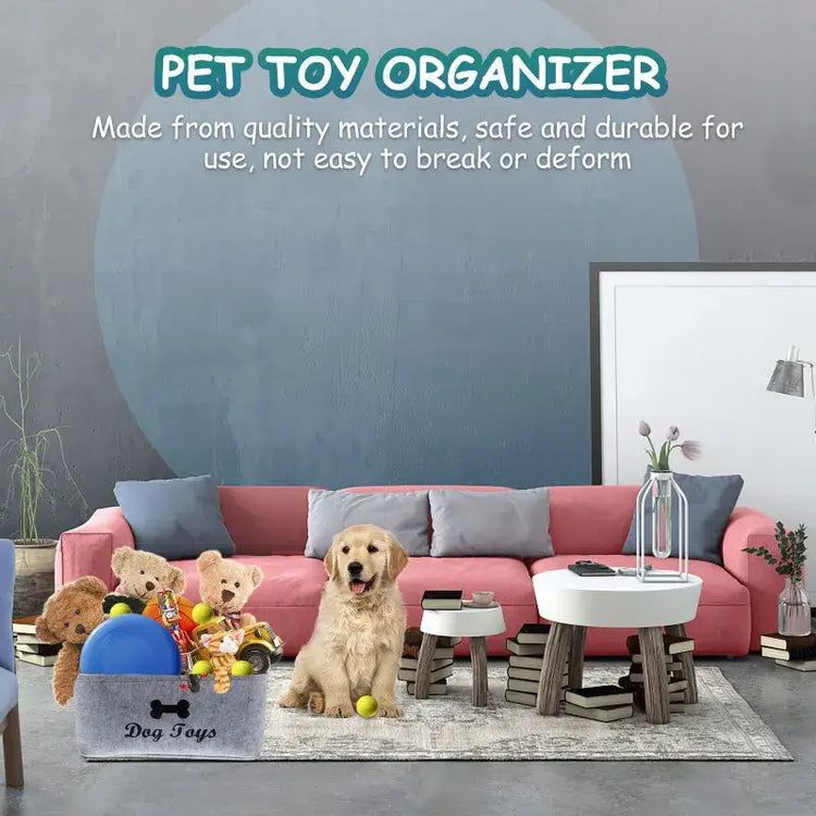Felt Pet Toy Storage Basket - grey