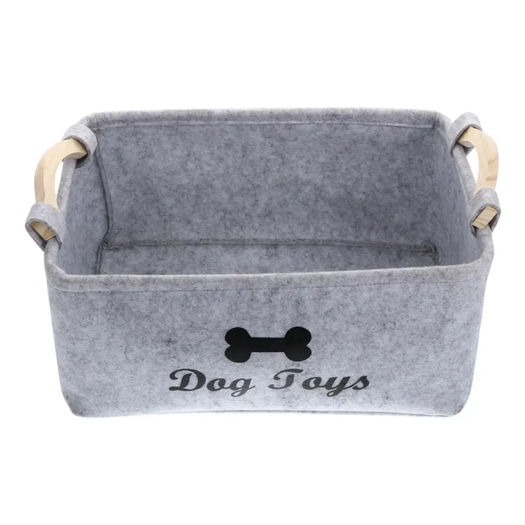 Felt Pet Toy Storage Basket - grey