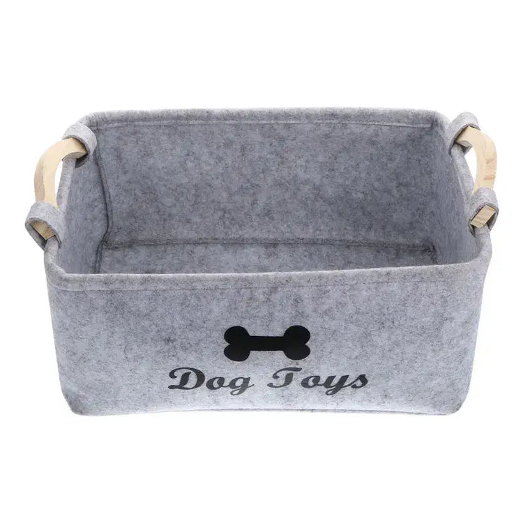 Felt Pet Toy Storage Basket - grey
