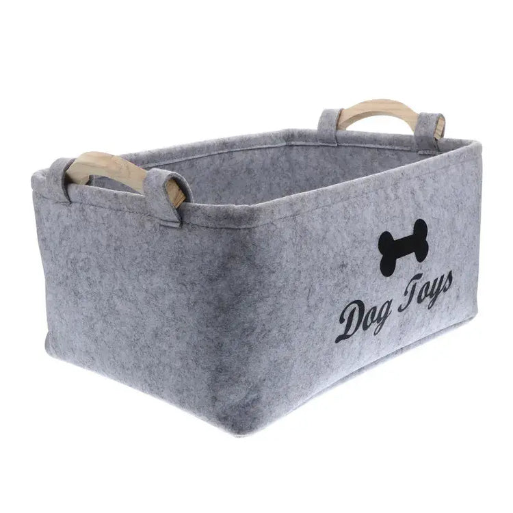Felt Pet Toy Storage Basket - grey