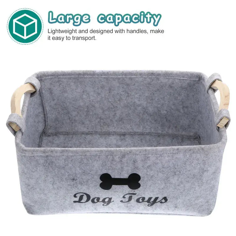 Felt Pet Toy Storage Basket - grey